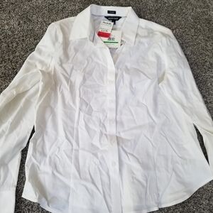 Womens white button down long sleeve